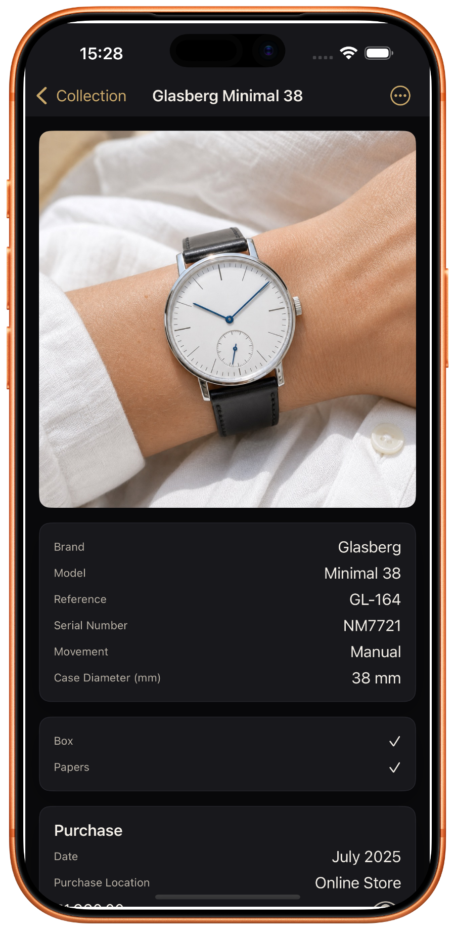 Watch detail screen